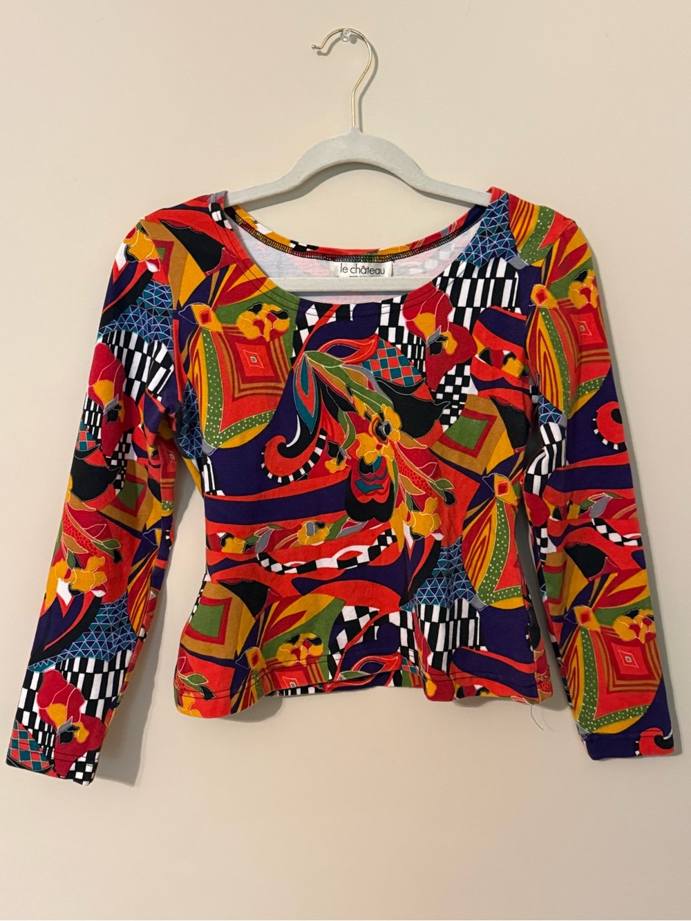 Vintage le chateau Women's Multicolor Long Sleeve Top
